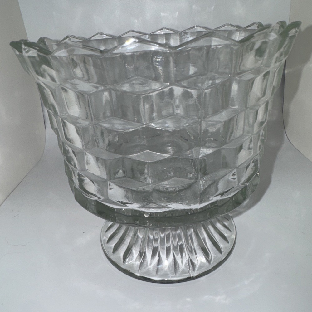 FREE SHIPPING VTG Fostoria American Clear Pedestal Glass Trifle Bowl Compote